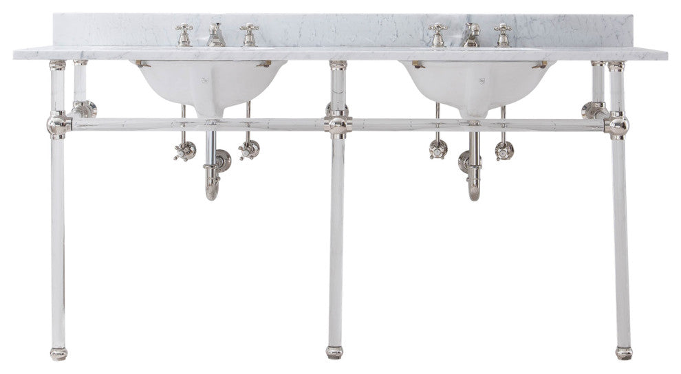 Empire 72" Wide Double Wash Stand, P-Trap, Countertop With Basin, Faucet