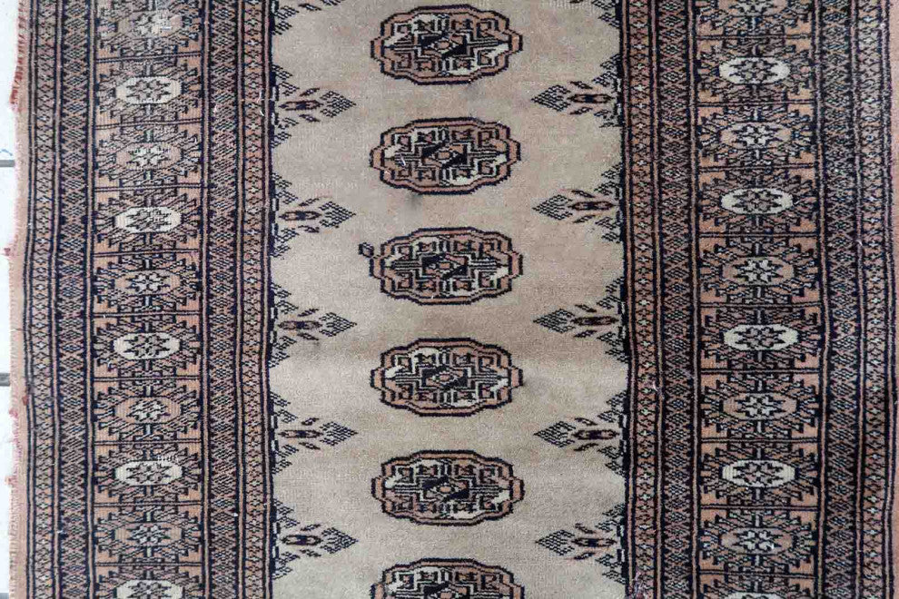 Handmade Vintage Uzbek Bukhara Runner 2.6'x12.2', 80cmx373cm 1960s
