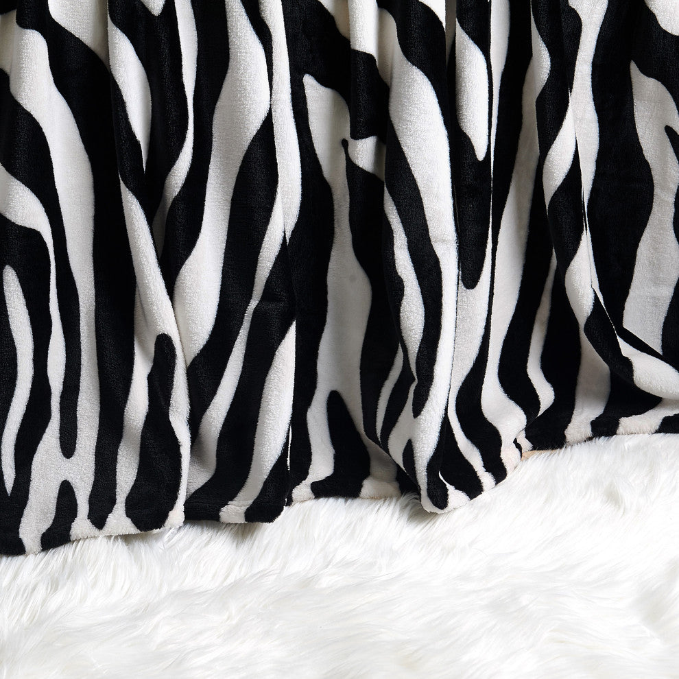 Zebra Safari Printed Flannel Fleece Blanket, Queen