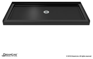 SlimLine 30"x60" Single Threshold Shower Base, Black Finish, Center Drain