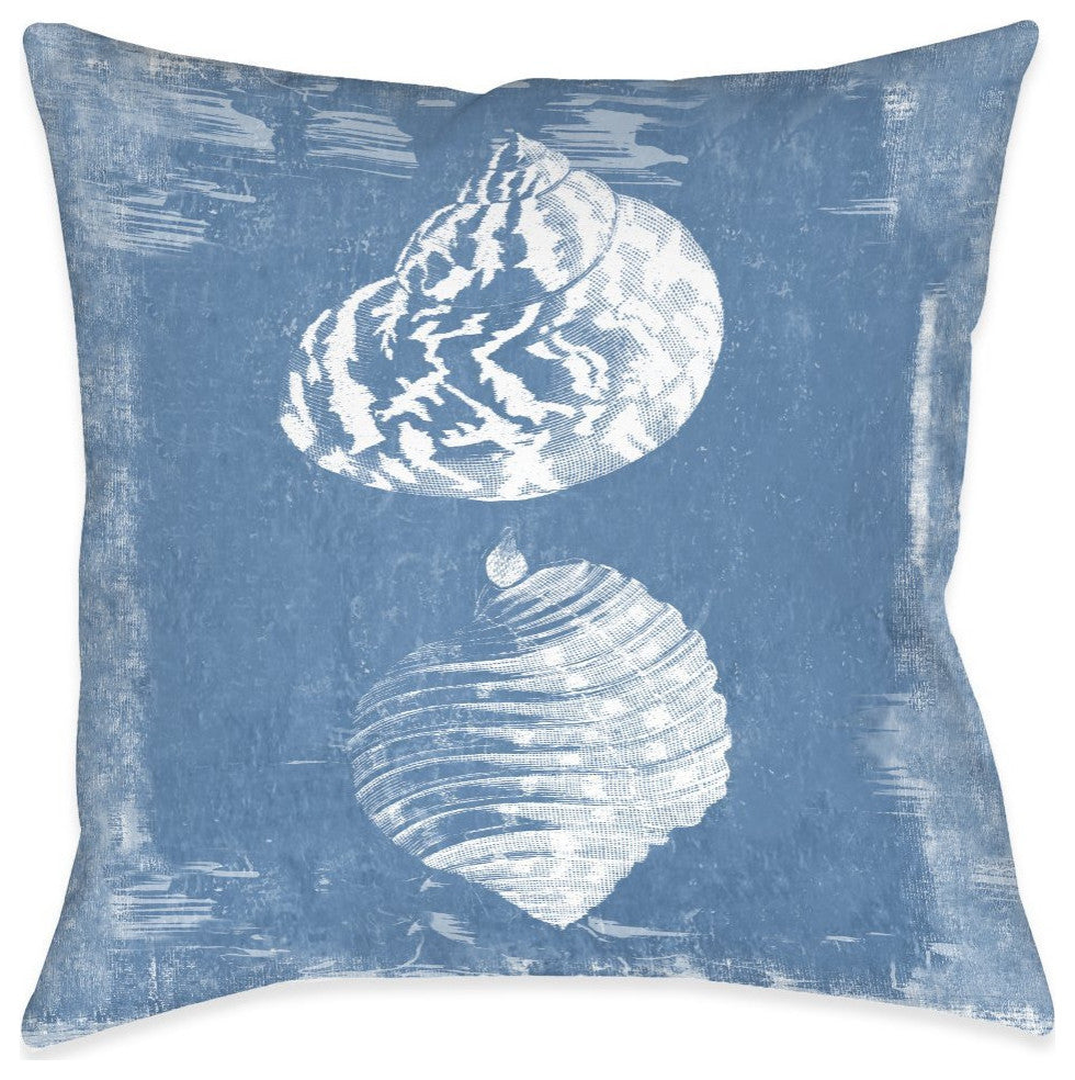 Laural Home Shell Blueprint 18" X 18" Indoor Decorative Pillow