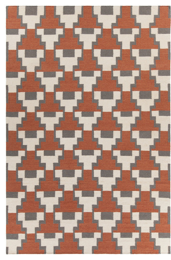 Avon Contemporary Area Rug, Rust and Gray, 7'9"x10'6"