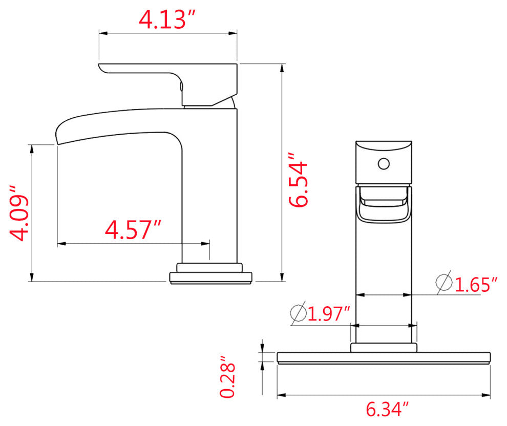 Single Hole Waterfall Spout Bathroom Faucet with Deck Plate, Brushed Gold