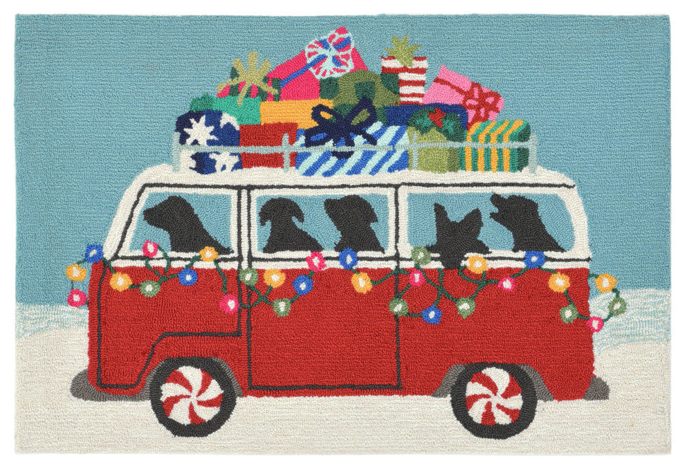 Frontporch Happy Howlidays Indoor/Outdoor Rug Red 2'x3'