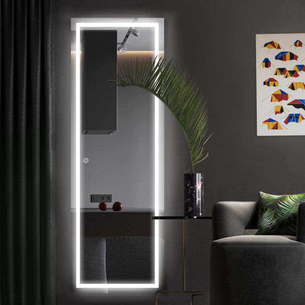 LED Vanity Wall Mounted Fitting Mirror, Vertical/Horizontal, 22x65", Inner Light, Touch