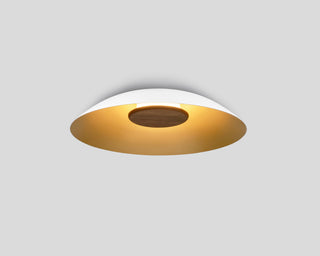 Volo 36 Flush Mount, Cava, White Shade Exterior, Walnut Disc, 3000K
