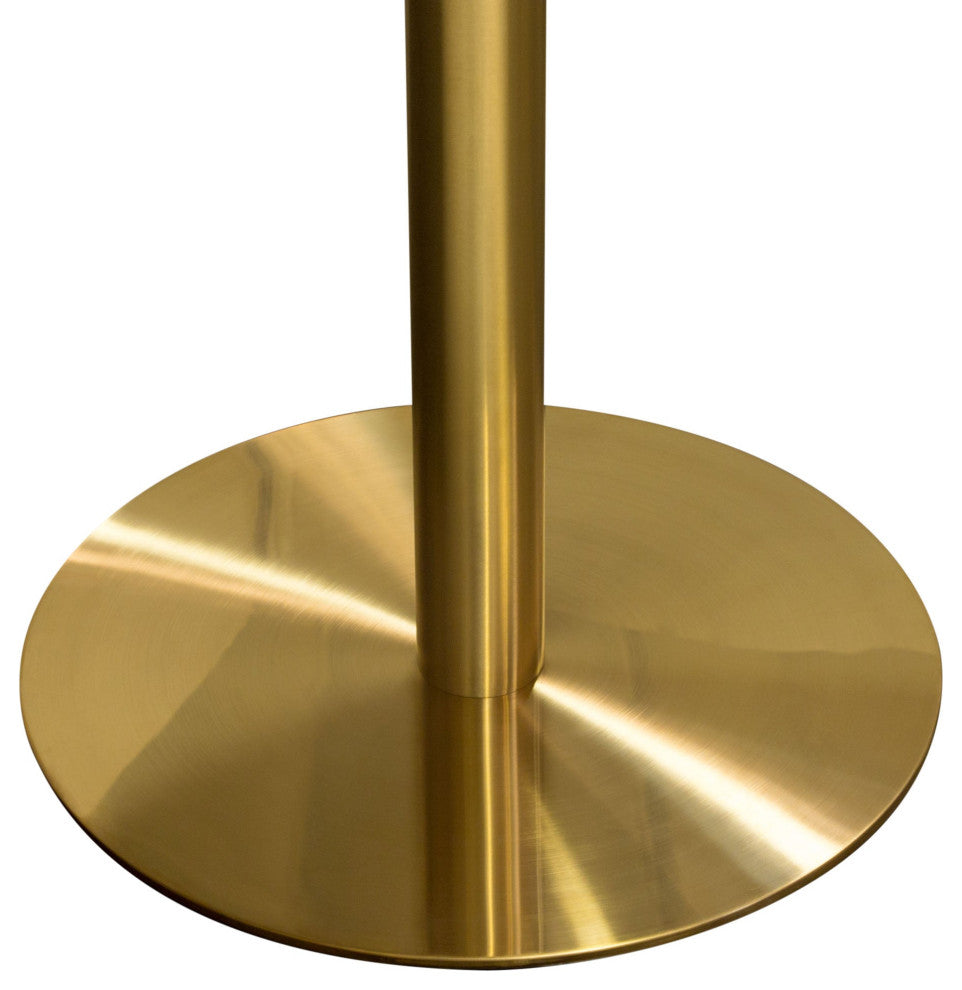 Stella Round Bar Height Table With Gold Metal Base, White