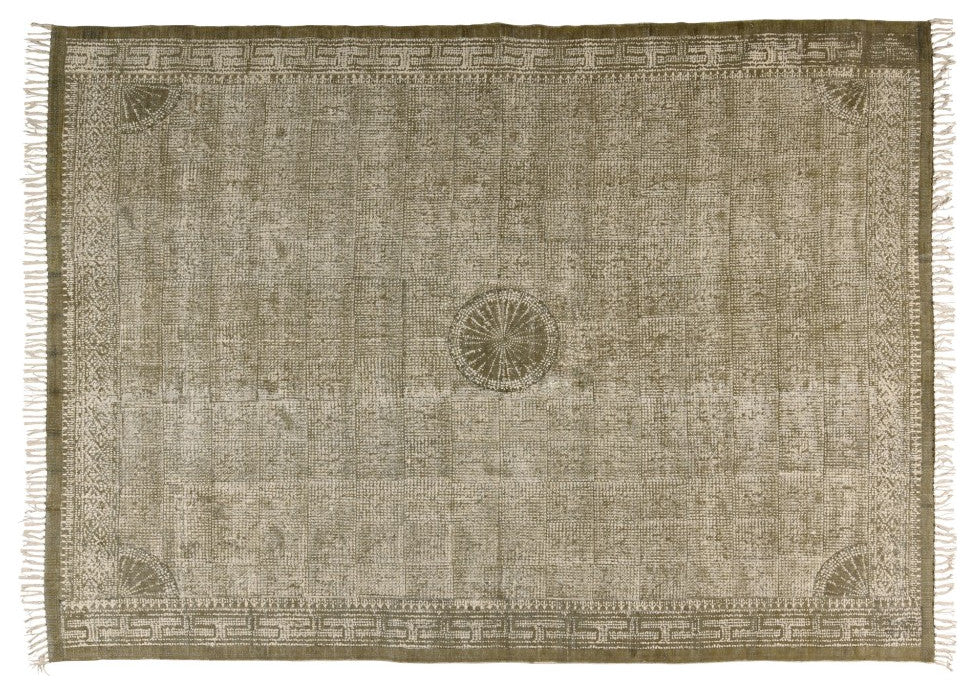 8' X 10' Putty Distressed Medallion Area Rug