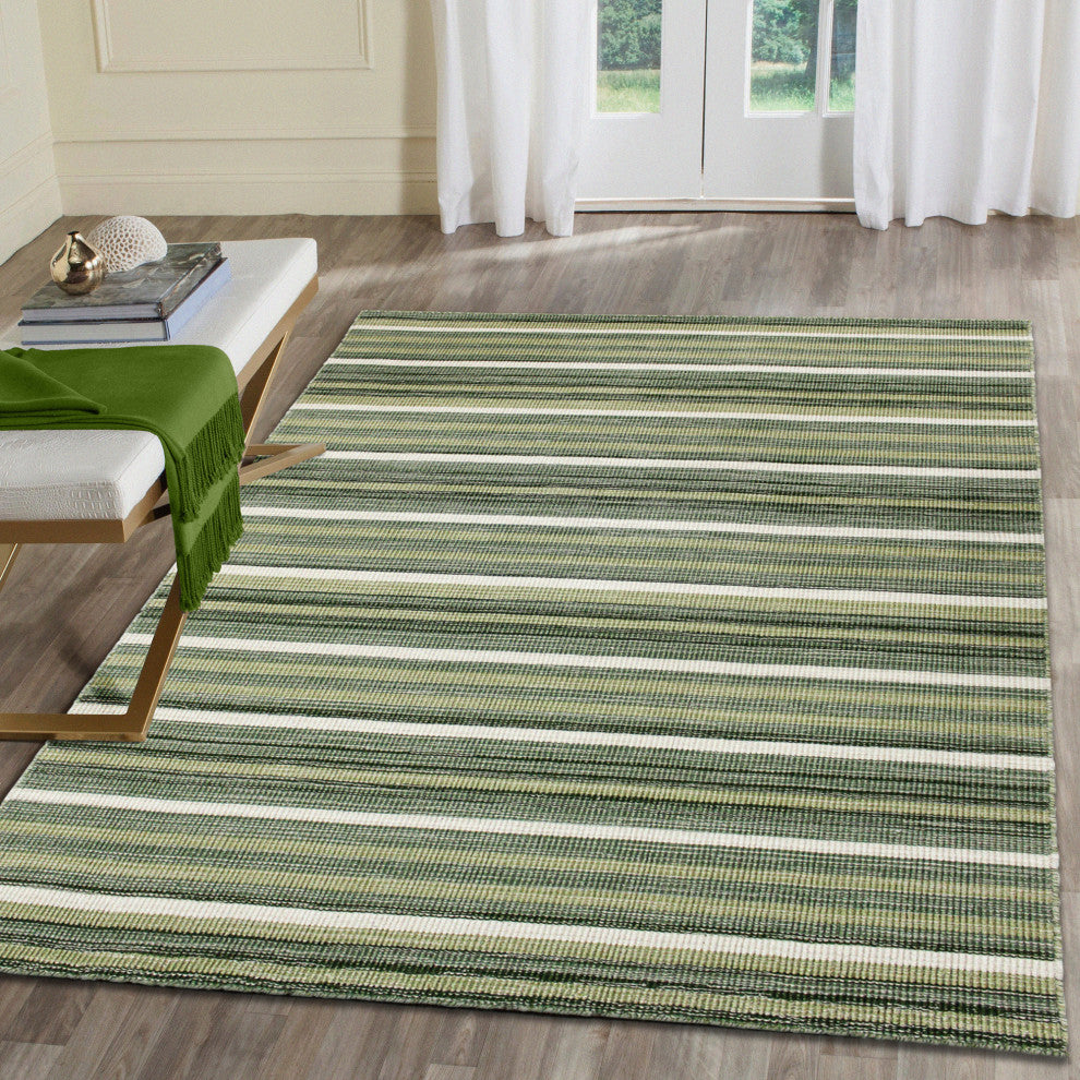 Aruba Faded Stripe Indoor Rug Green 5'x7'6"