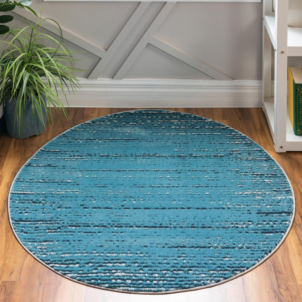 Unique Loom Oasis Calm Area Rug, Blue, 4' 0 X 4' 0 Round