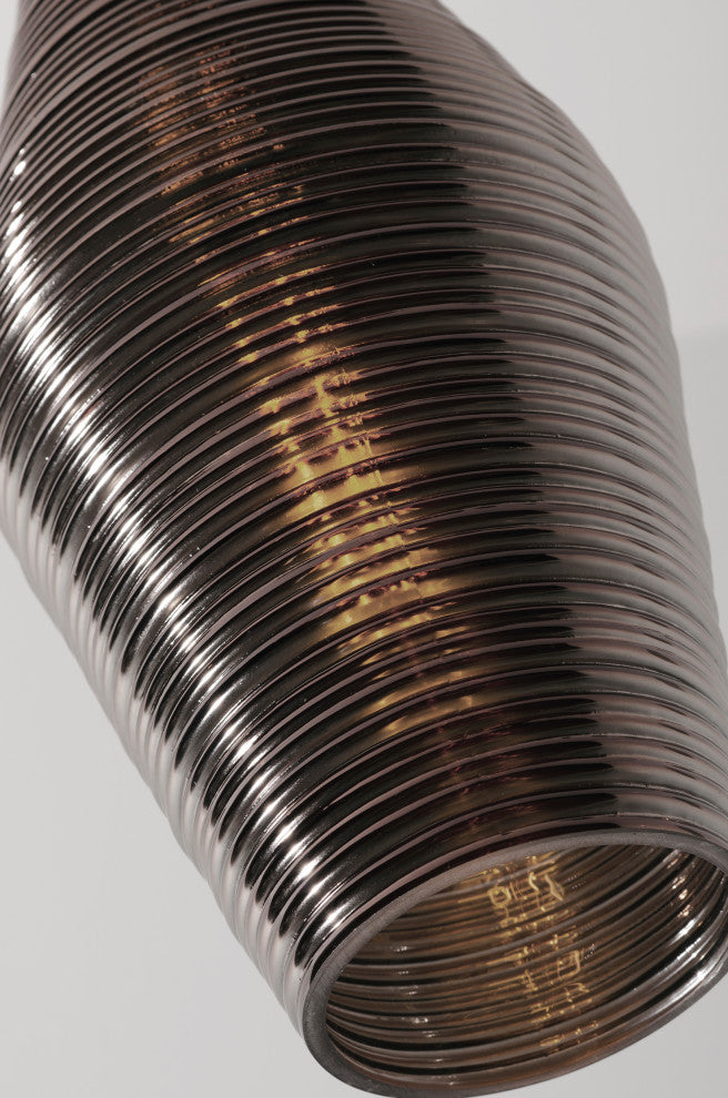 Mila 3 Light Round Pendant, Satin Nickel Canopy, Smoke Shades