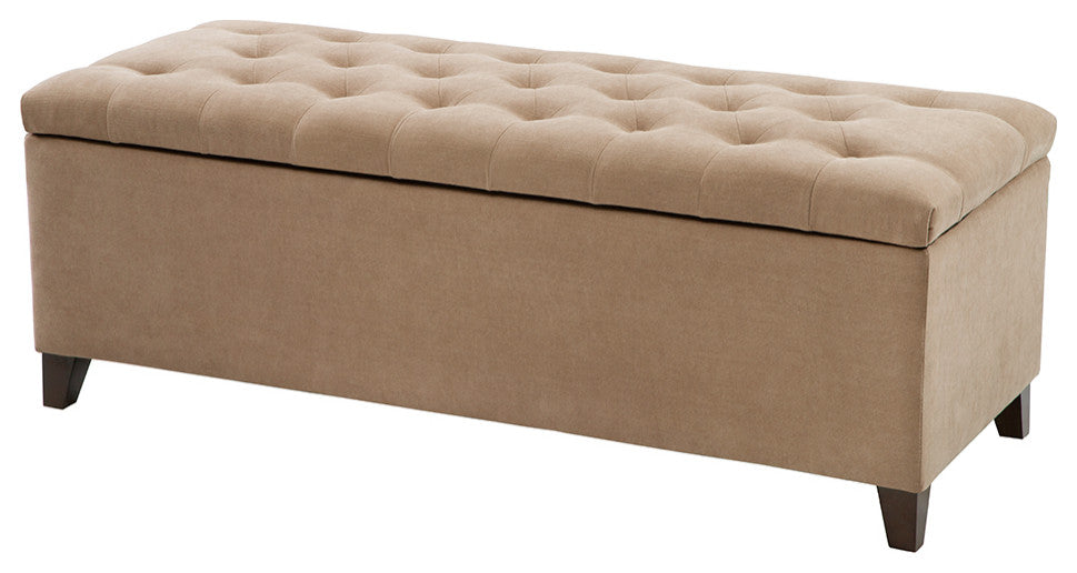 Madison Park Shandra Upholstered Soft Close Storage Bench, Sand Taupe
