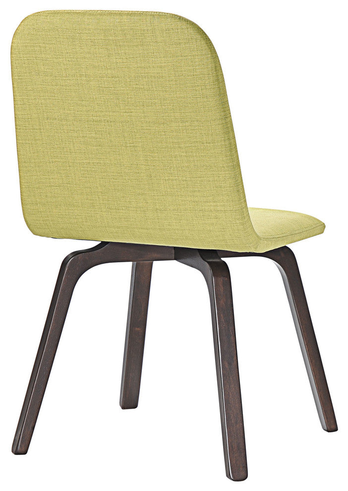 Modern Urban Contemporary Dining Side Chair, Brown Green Wood Fabric