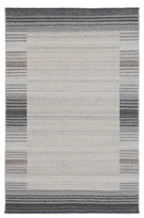 EORC Gray Hand Woven Wool And Viscose Reversible Flat Weave Durry Rug 4'x6'