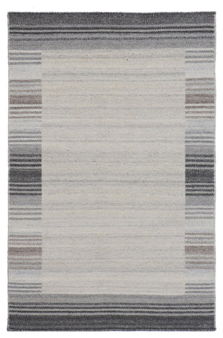 EORC Gray Hand Woven Wool And Viscose Reversible Flat Weave Durry Rug 4'x6'
