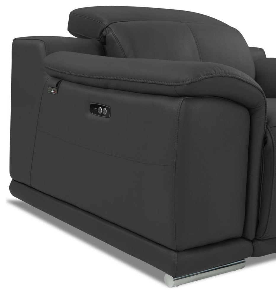 Mod Charcoal Gray Italian Leather Recliner Chair
