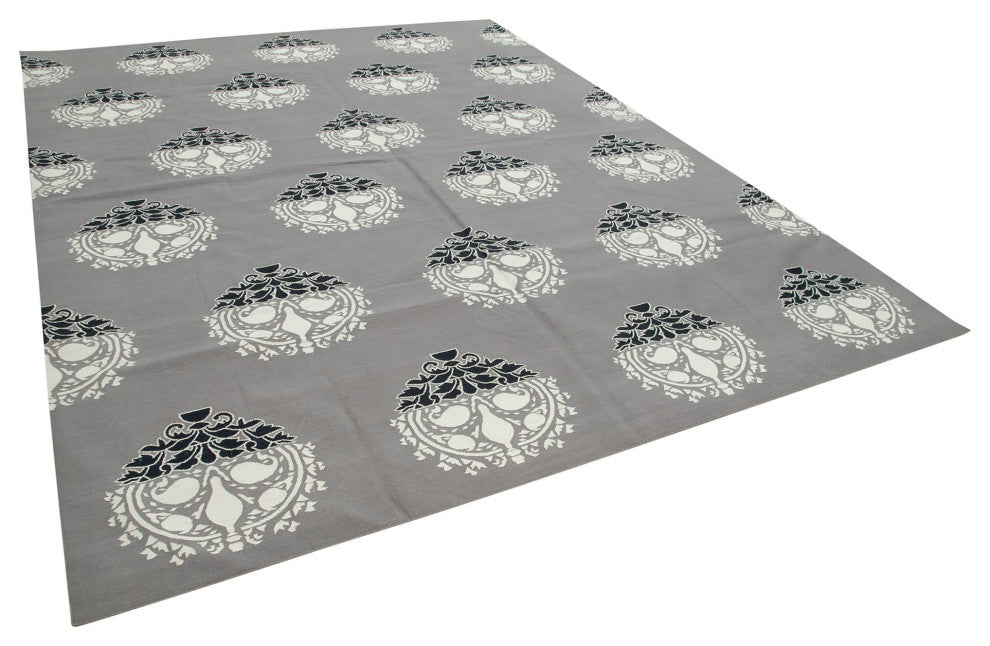 Rug N Carpet - Handmade Wool 9' 2'' x 11' 11'' Flatweave Dhurrie Kilim Rug