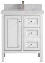 Nashville 30" Single Sink Bath Vanity, White 2" Pearl Light Gray