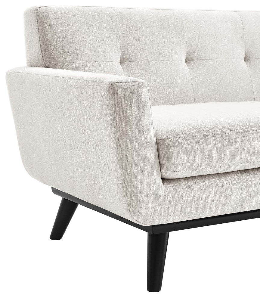 Engage Herringbone Fabric Loveseat, Ivory