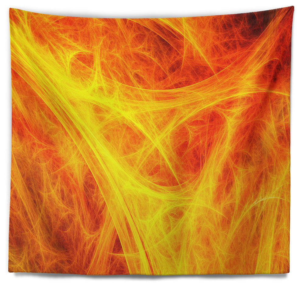 Orange Mystic Psychedelic Texture Abstract Wall Tapestry, 60"x50"
