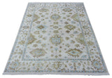 8x9'10 Hand Knotted Ivory Oushak Oriental Rug Vegetable Dyes