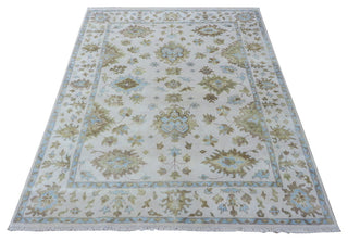8x9'10 Hand Knotted Ivory Oushak Oriental Rug Vegetable Dyes