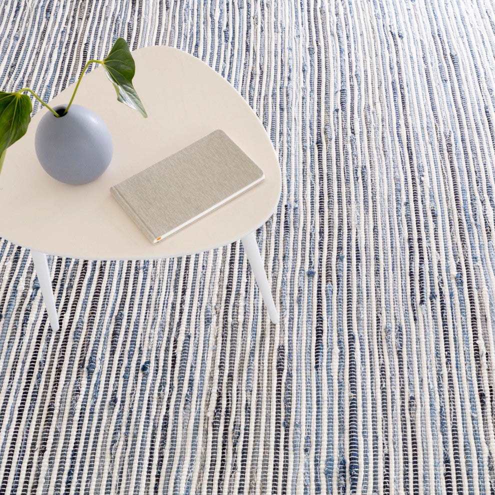 Dash & Albert Denim Rag Ribbed Handwoven Cotton Rug, Blue, 2' x 3'