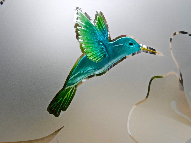 Interior Prehung Door or Interior Slab Door - Hibiscus Hummingbirds - Primed...