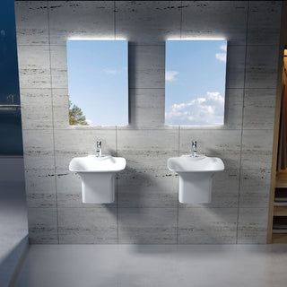 20" Polystone Circular Wall-Mount Sink, Glossy White, No Faucet