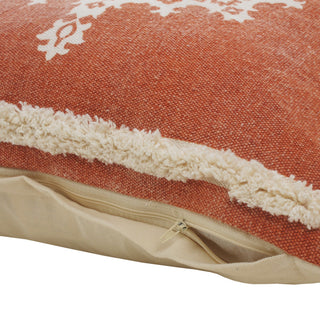 Casual Floral Mandala Medallion Throw Pillow with Tufted Border