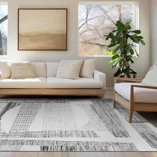 Henry Contemporary High-Low Modern Geometric Gray Indoor Area Rug, 5' x 7'