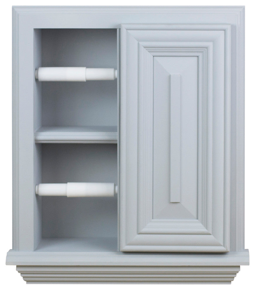 Hyacinth Wood Recessed Double Toilet Paper Holder With Cabinet 14x16.25, Primed Gray