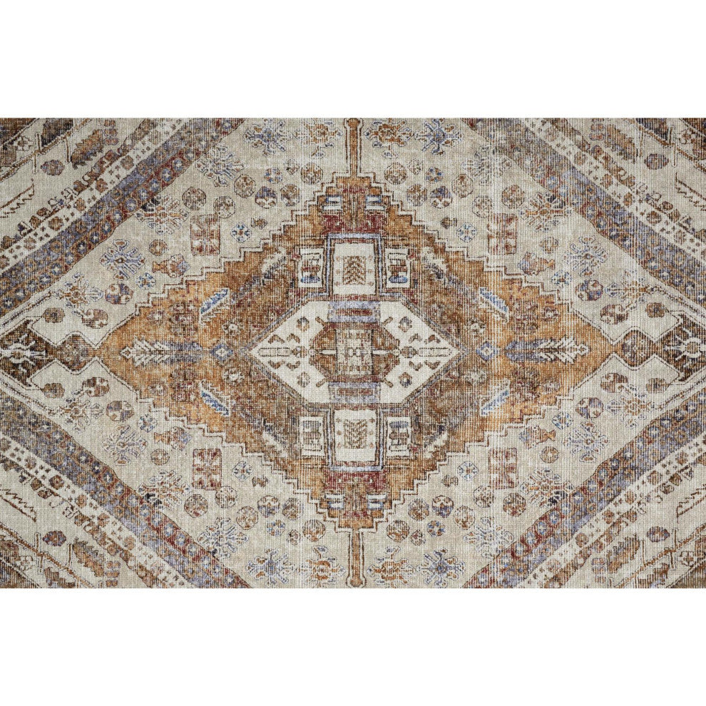 Weave & Wander Prescott Transitional Medallion, Ivory/Orange/Brown, 4'x6'