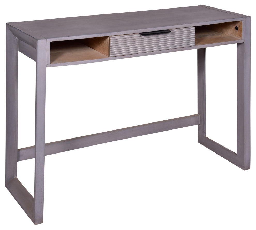 Benzara UPT-272547 Single Drawer, Mango Wood, Entryway Console Table Desk, Gray