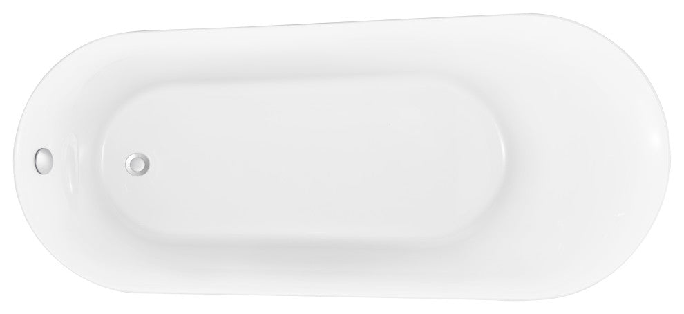 Givingtree 65 in. White Freestanding Bathtub Soaking Tub with Drain and Overflow