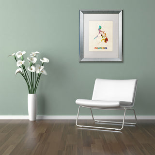 Michael Tompsett 'Philippines Watercolor Map' Matted Framed Art, White, 20"x16"