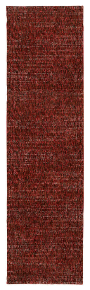12' Runner Red Grey Deep and Charcoal Power Loom Runner Rug