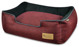 Lounge Bed Houndstooth, Red and Black, Small