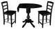 42" Round Pedestal Gathering Height Table with 2 Counter Height Stools, Black