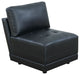 Leather Armless Chair With Back Cushion, Black