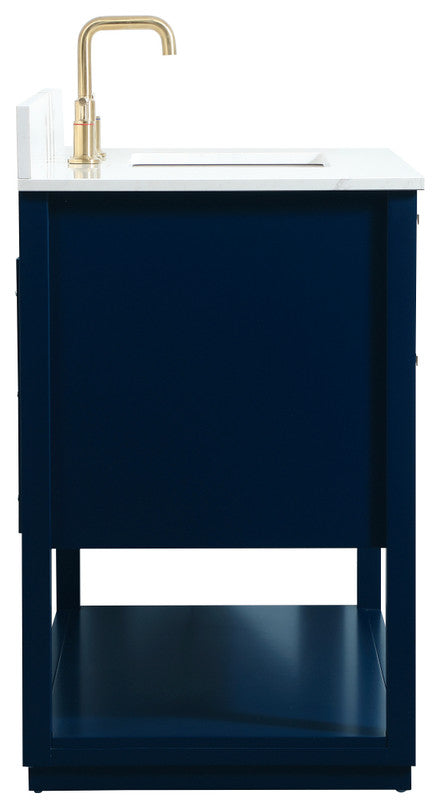 42" Single Bathroom Vanity, Blue, With Backsplash