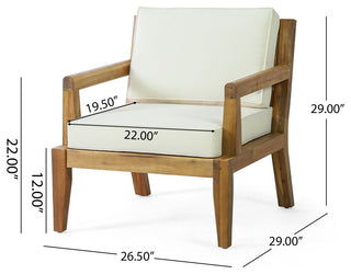 Camak Outdoor Acacia Wood Club Chairs with Cushions (Set of 2)