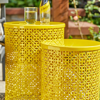 Multi-Functional Metal Garden Stool, 2-Piece Set, Yellow
