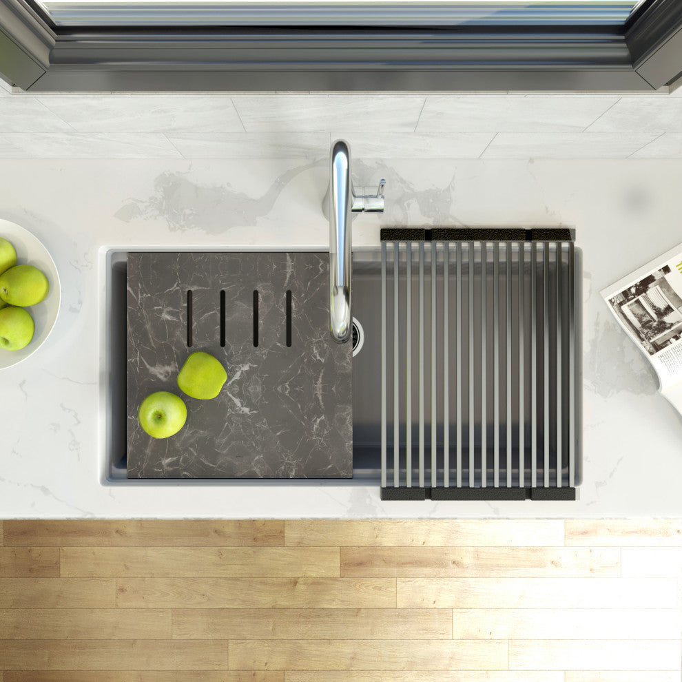 Nantucket Sinks Undermount Workstation Granite Composite, Titanium