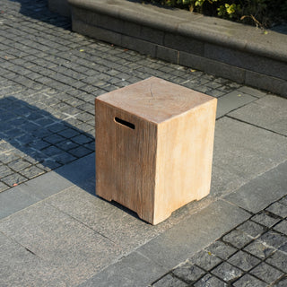 Outdoor Rectangular Faux Wood Fireplace Table and Side Table
