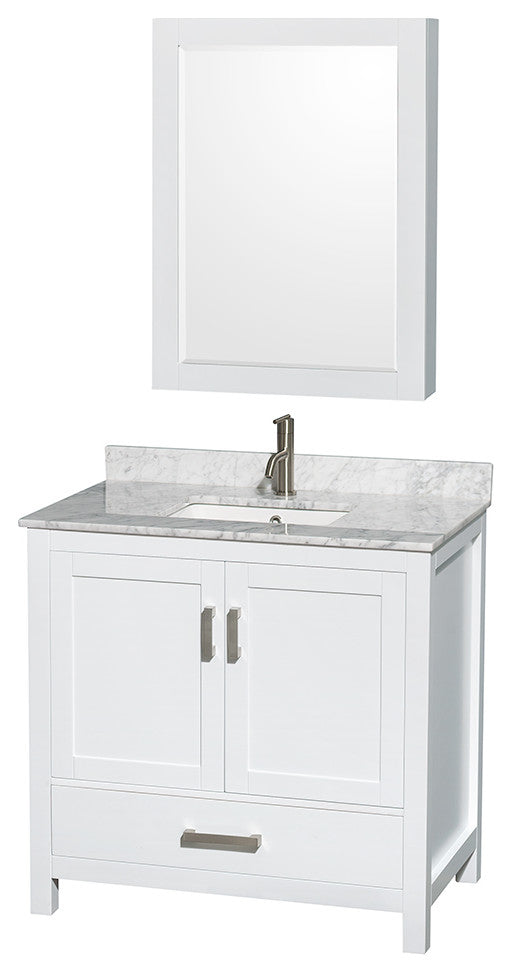 Wyndham WCS141436SWHCMUNSMED 36 Inch Single Bathroom Vanity in White