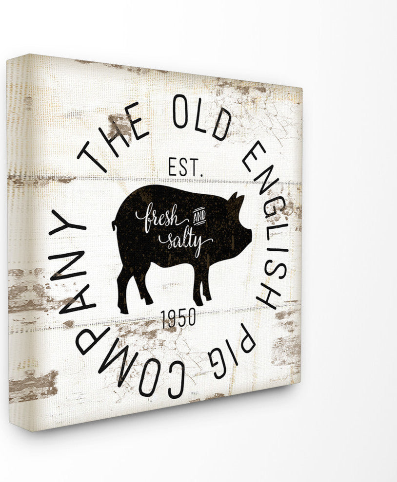 "Old English Pig Co Vintage Sign" 17x17, Stretched Canvas Wall Art