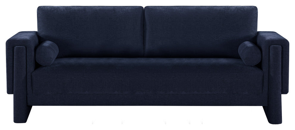 Madeline Chenille Fabric Upholstered Chair, Navy, Sofa