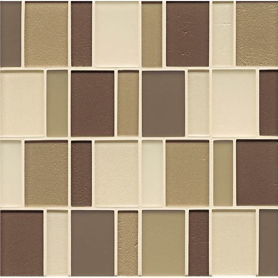 12"x12" Manhattan Gloss/Matte Glass Brick Pattern Mosaic, Plaza