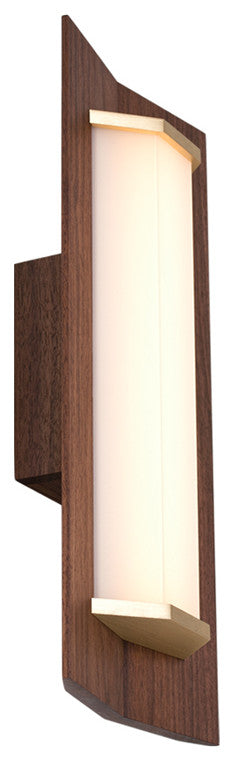 Penna 16 LED Sconce, Bright White, Brushed Brass/Walnut, 120v